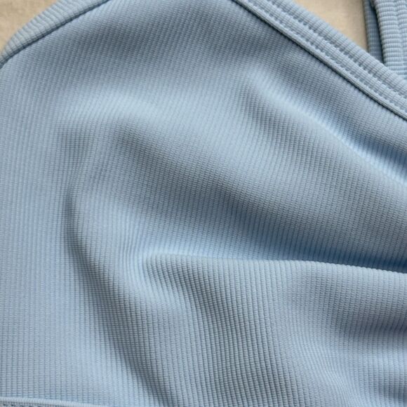 L*Space Soren Top Sky Blue Women Small NWT Ribbed Ruched Front Adjustable Straps - Picture 6 of 10